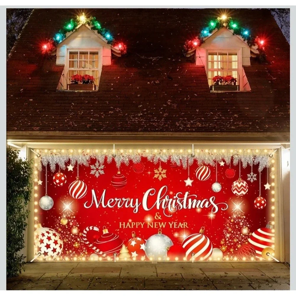 Christmas Garage Door Cover 13X6Ft – Large Outdoor Garage Door Christmas Banner